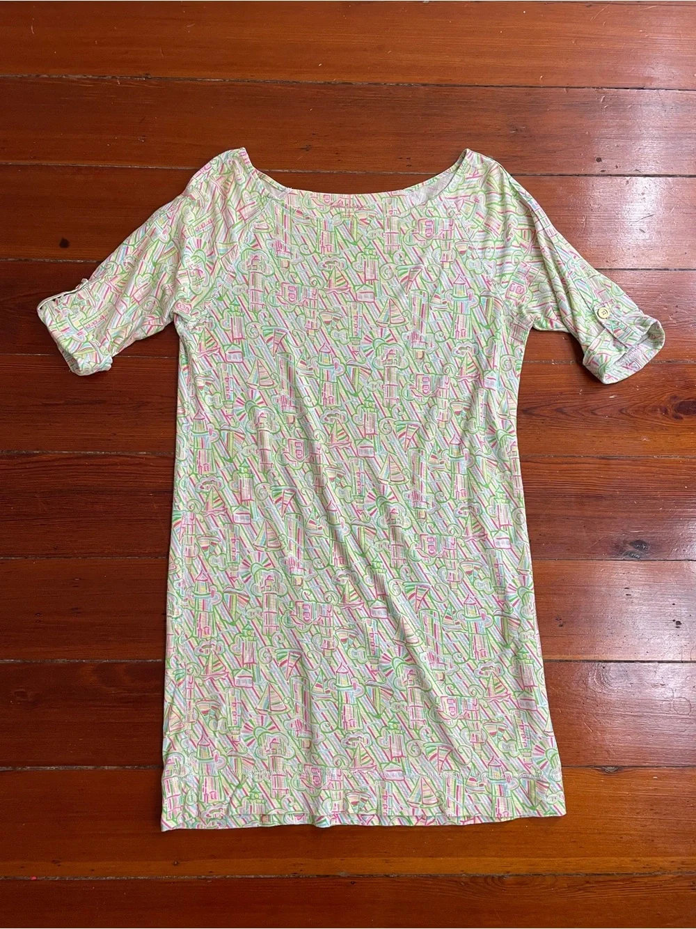 Lilly Pulitzer Camie Cotton Dress Resort White Guiding Light Print Sz XS 💛🎀